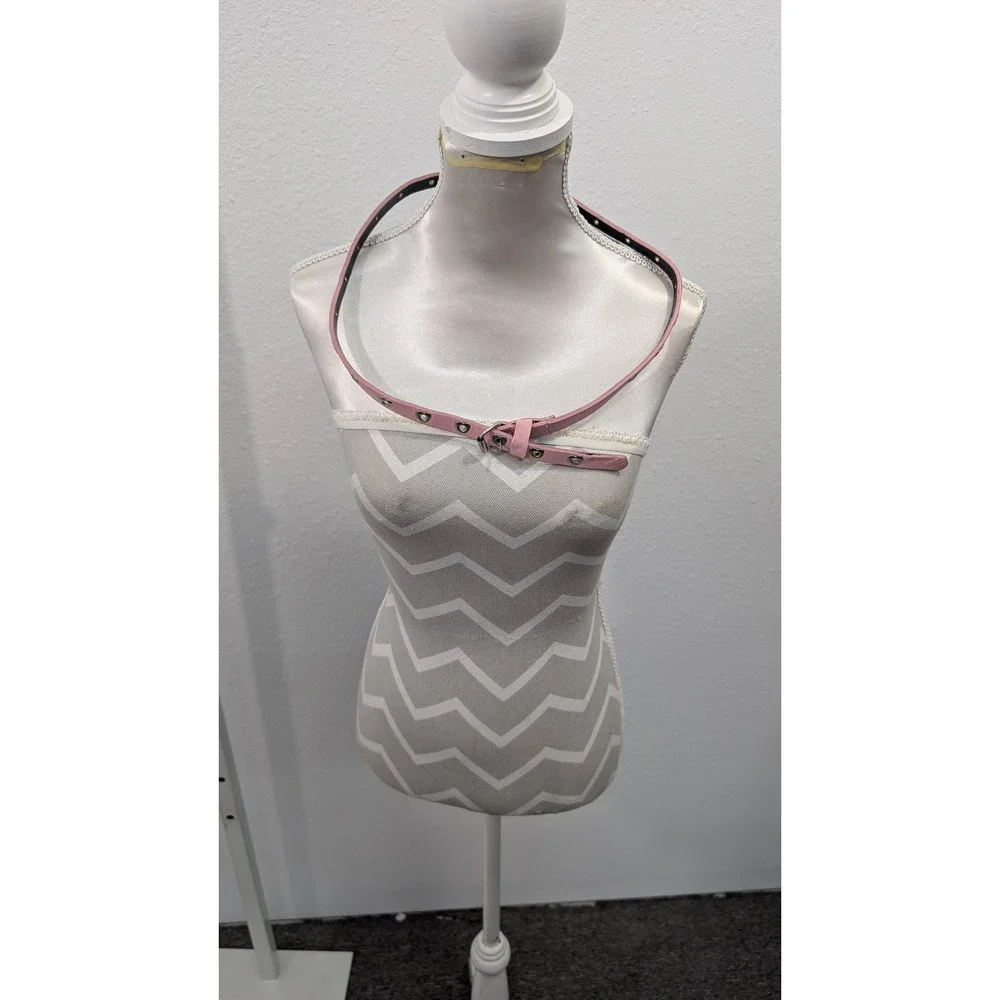 Skinny Pink Belt Heart Shaped Grommet Eyelet Silver Buckle‎ Y2K Accessory